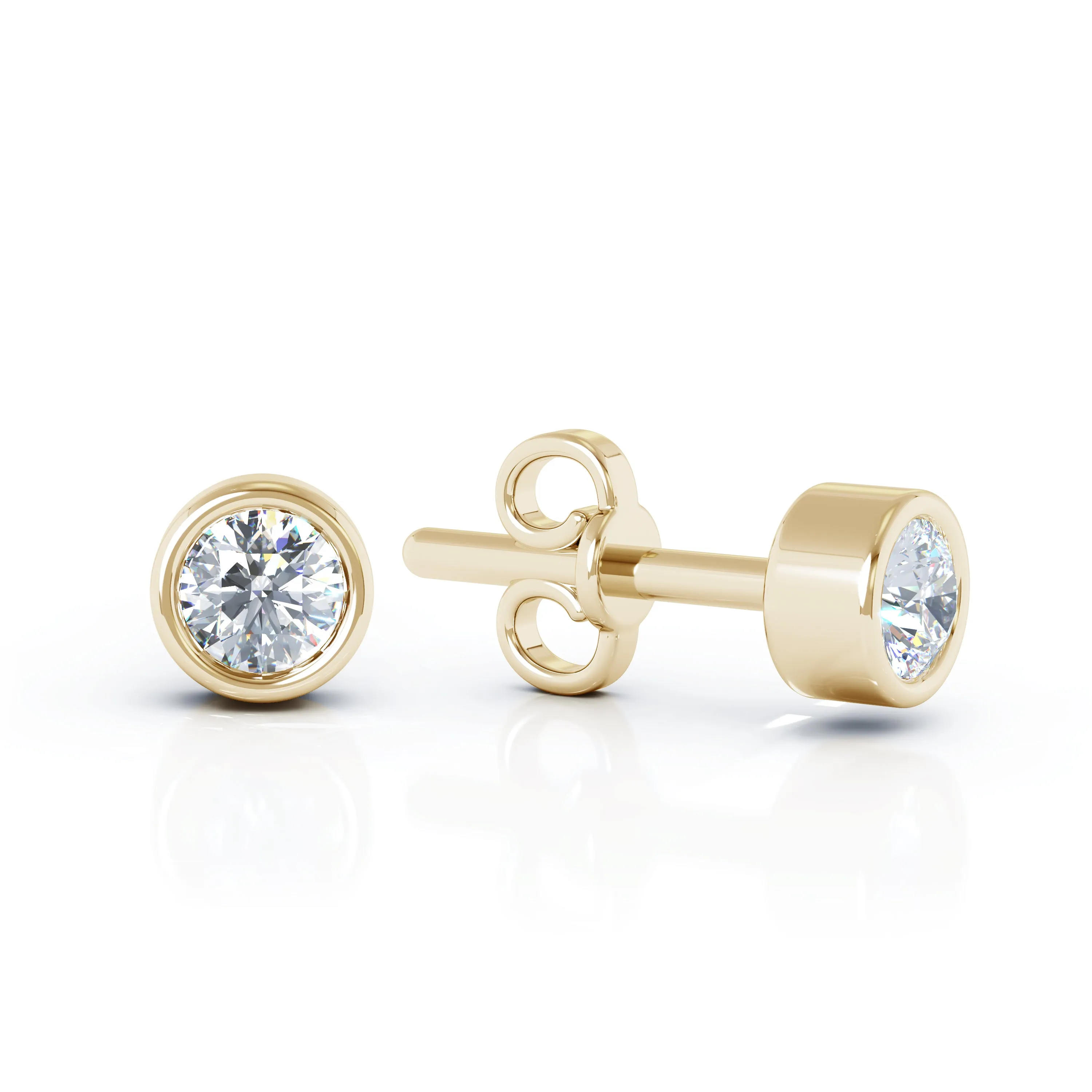 0.25 Ct Diamond Bezel Set Stud Earrings Special in 14K Gold