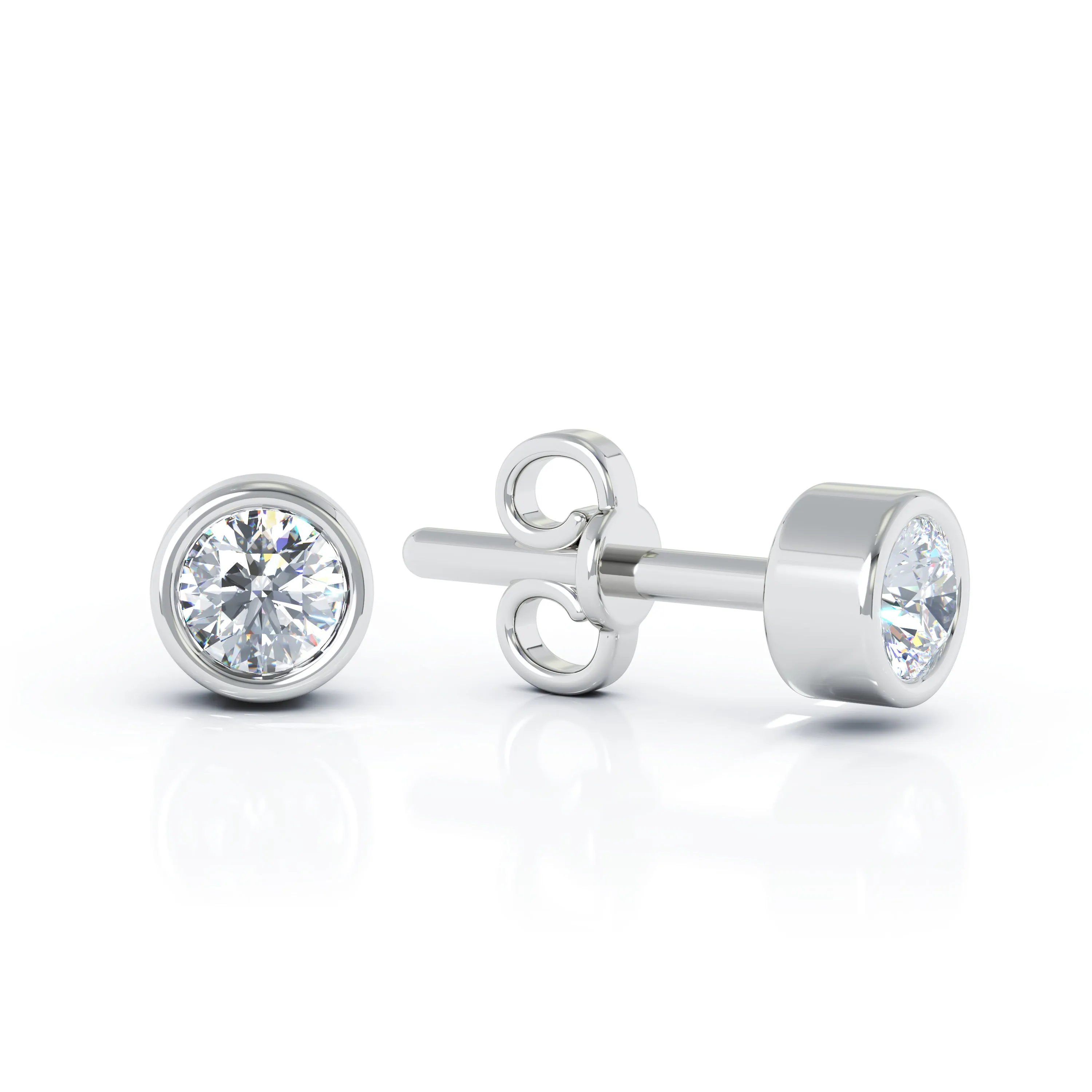 0.25 Ct Diamond Bezel Set Stud Earrings Special in 14K Gold