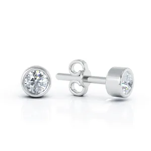 0.25 Ct Diamond Bezel Set Stud Earrings Special in 14K Gold