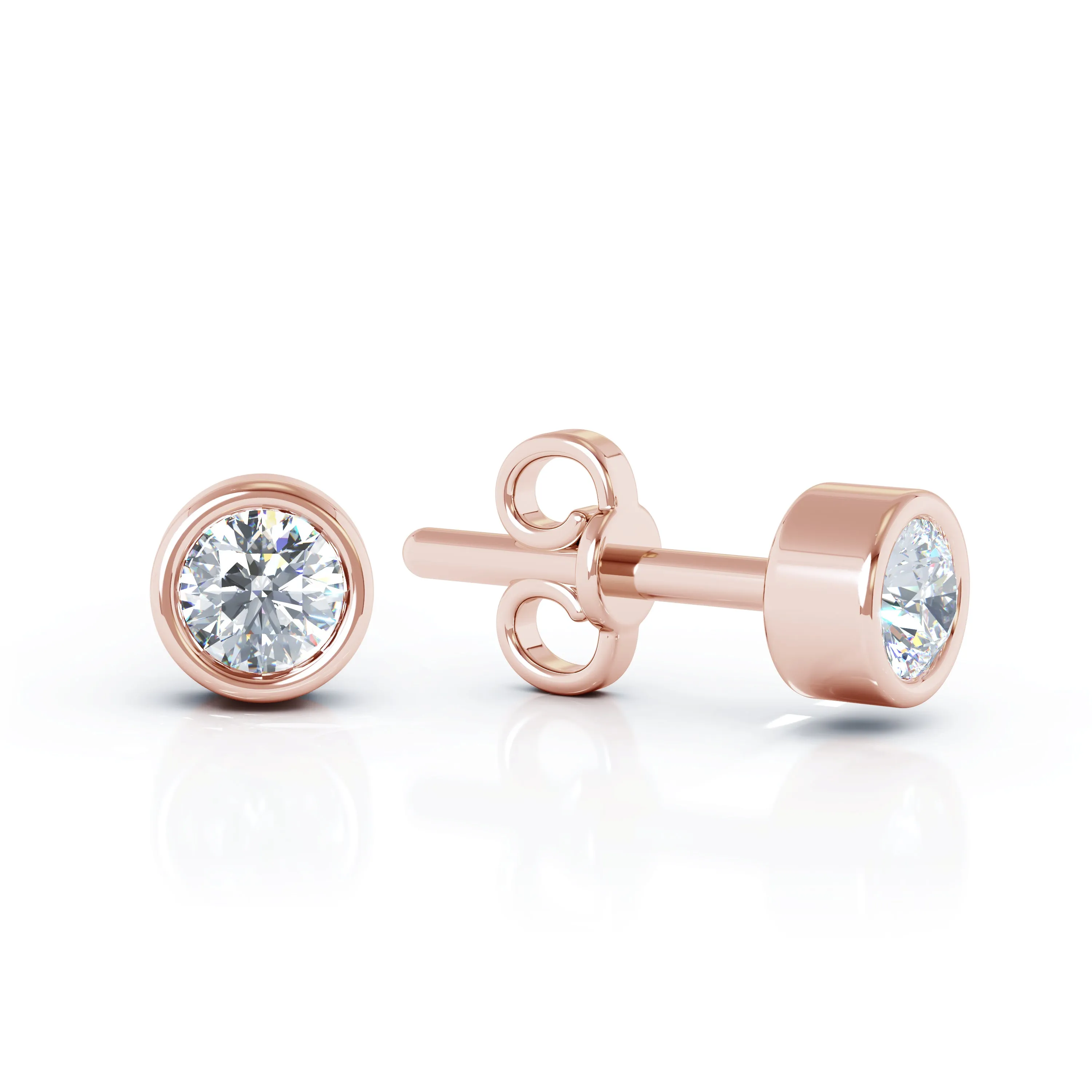 0.25 Ct Diamond Bezel Set Stud Earrings Special in 14K Gold
