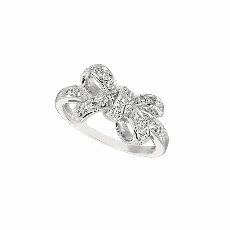 0.26 CARAT NATURAL DIAMOND BOW RING G SI 14K GOLD
