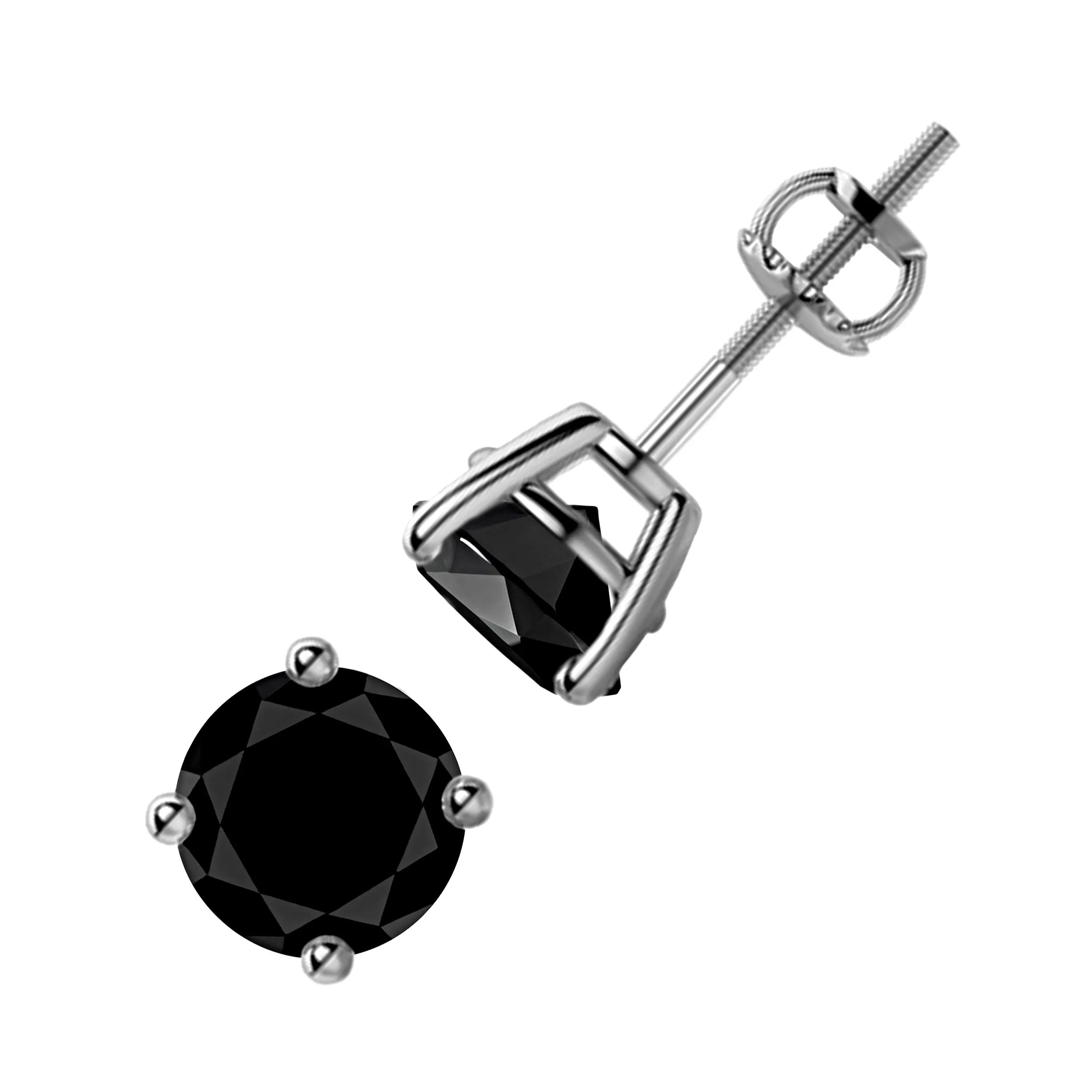 0.50tcw Round Black Diamonds in 14K White Gold Solitaire Stud Earrings