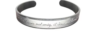 1 Corinthians 13:4 "Love is patient, Love is kind. It does not boast, it is not proud"