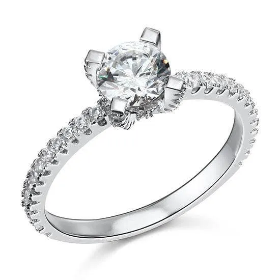 1.0 Ct Round Diamond 4 Prong Engagement Ring