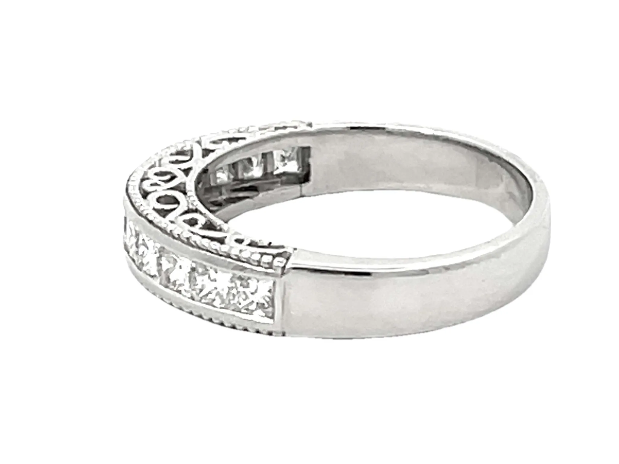 1.00 Carat 12 Princess Cut Diamond Band Ring Platinum