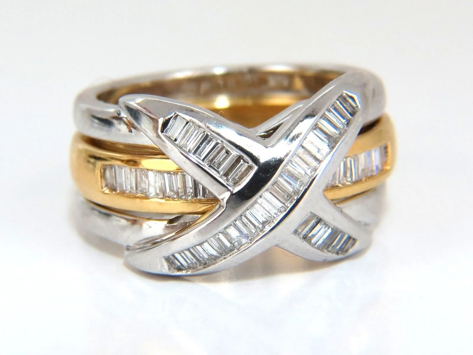 1.00ct Band & Insert Diamonds X Ring 14kt