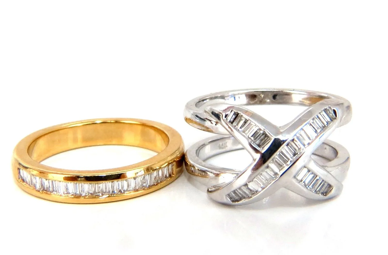 1.00ct Band & Insert Diamonds X Ring 14kt