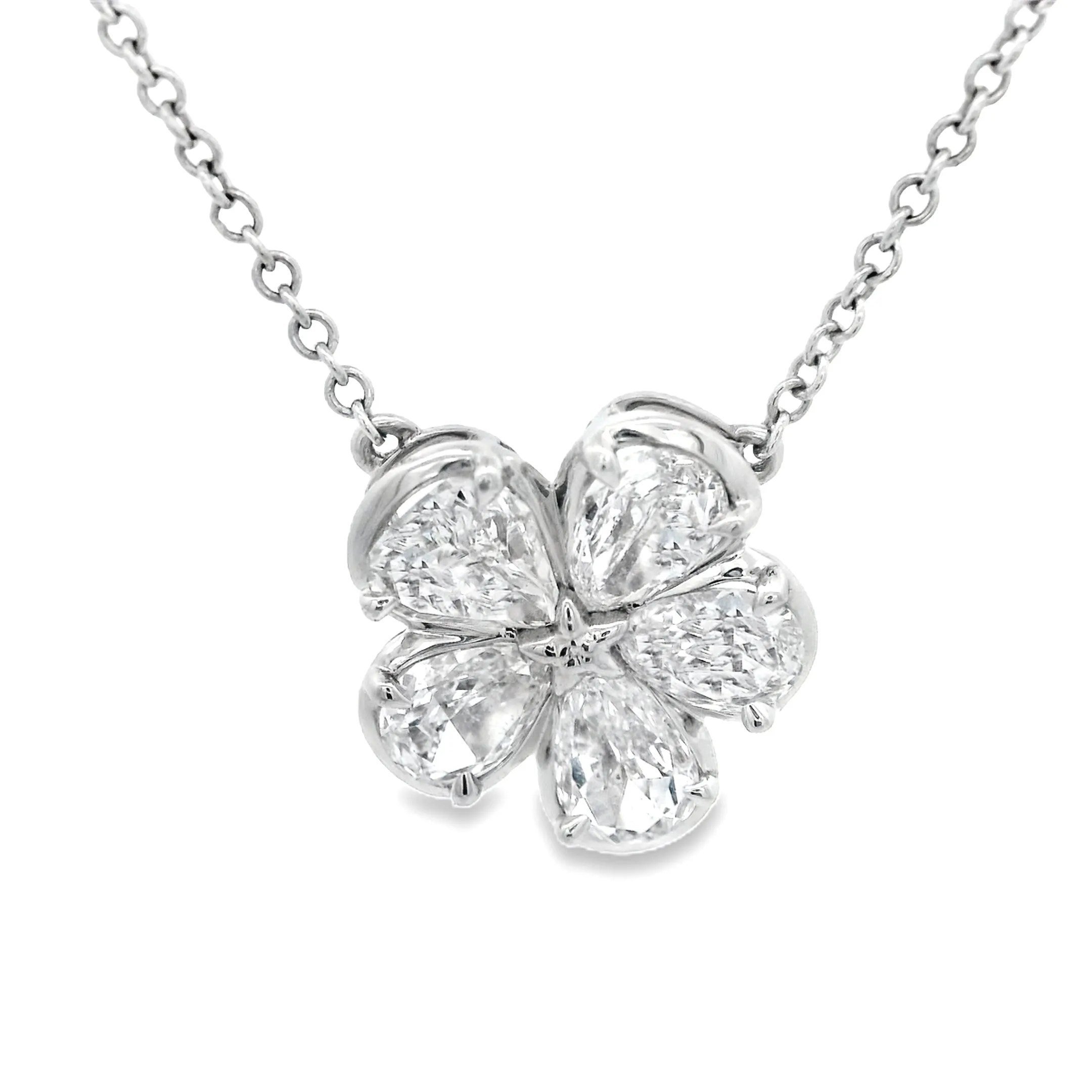 1.04ct 18k White Gold Diamond Flower Pendant