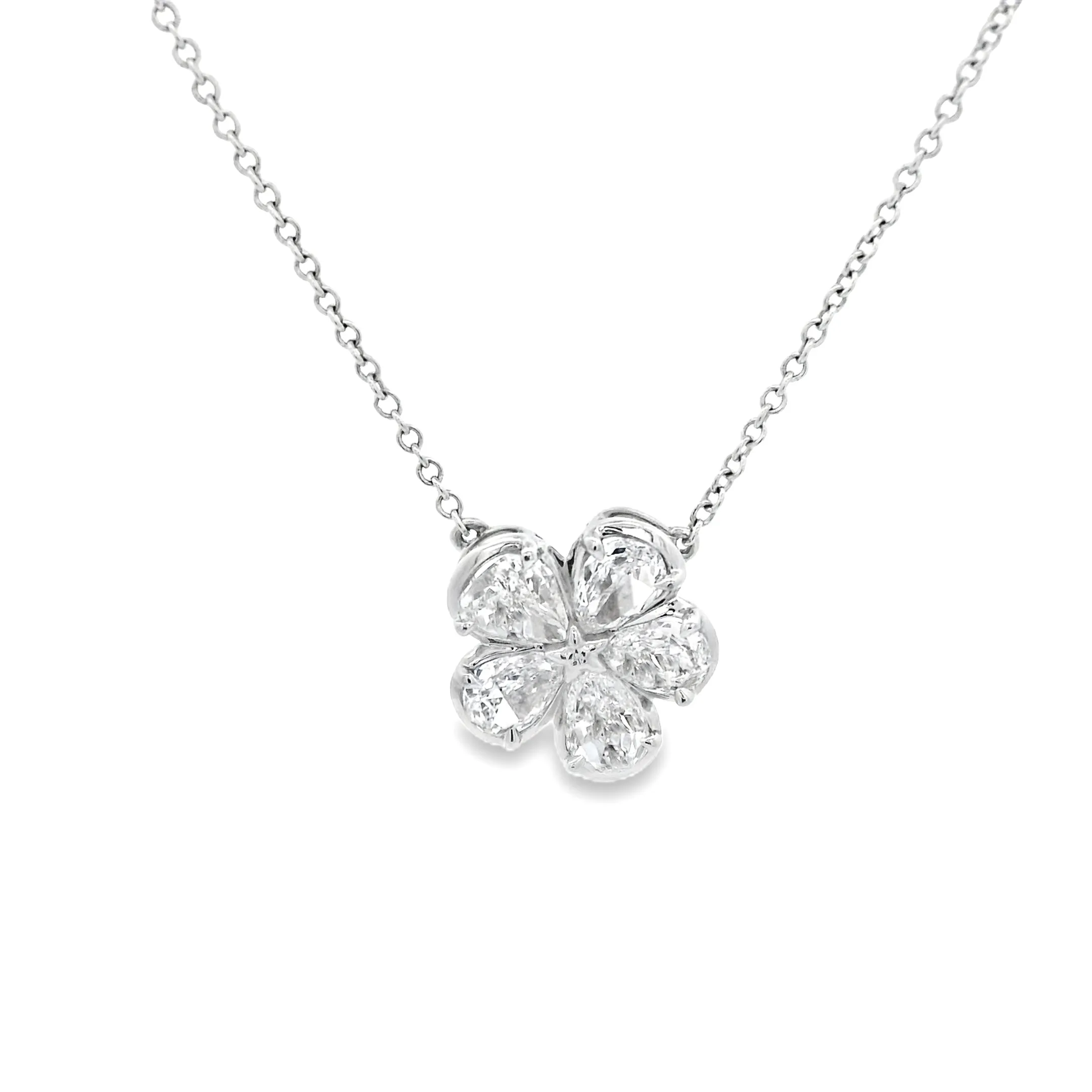 1.04ct 18k White Gold Diamond Flower Pendant