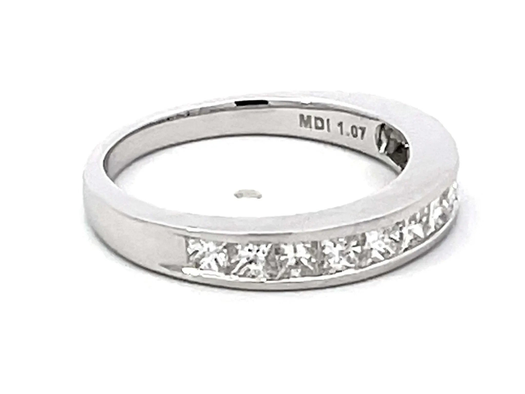 1.07 Carat Princess Cut Channel Set Diamond Band Ring Solid 18k White Gold