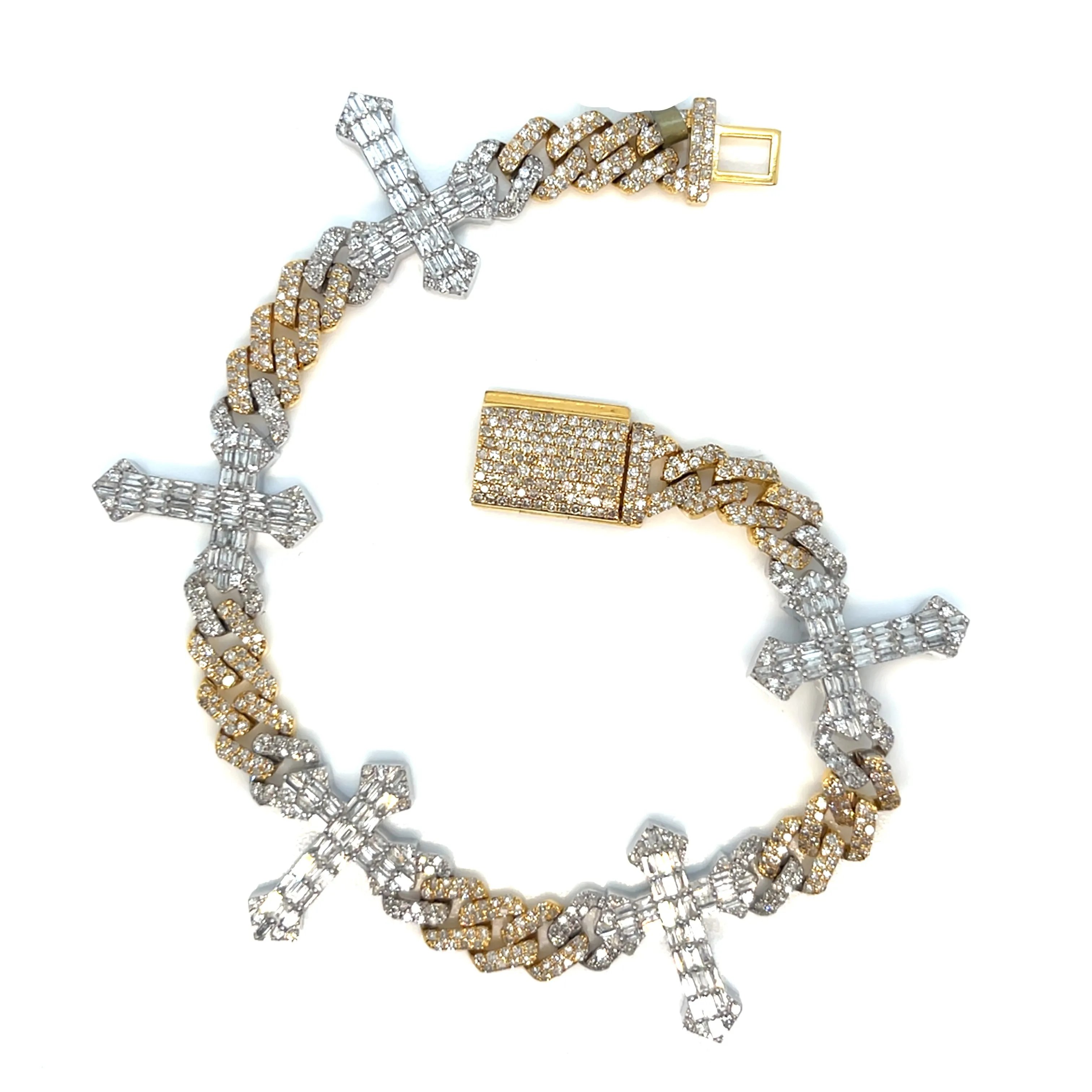 10k Gold 21.2mm Cuban Cross Unisex Natural Diamond 8" Bracelet - SBR34500