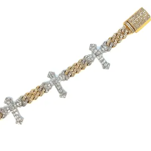 10k Gold 21.2mm Cuban Cross Unisex Natural Diamond 8" Bracelet - SBR34500
