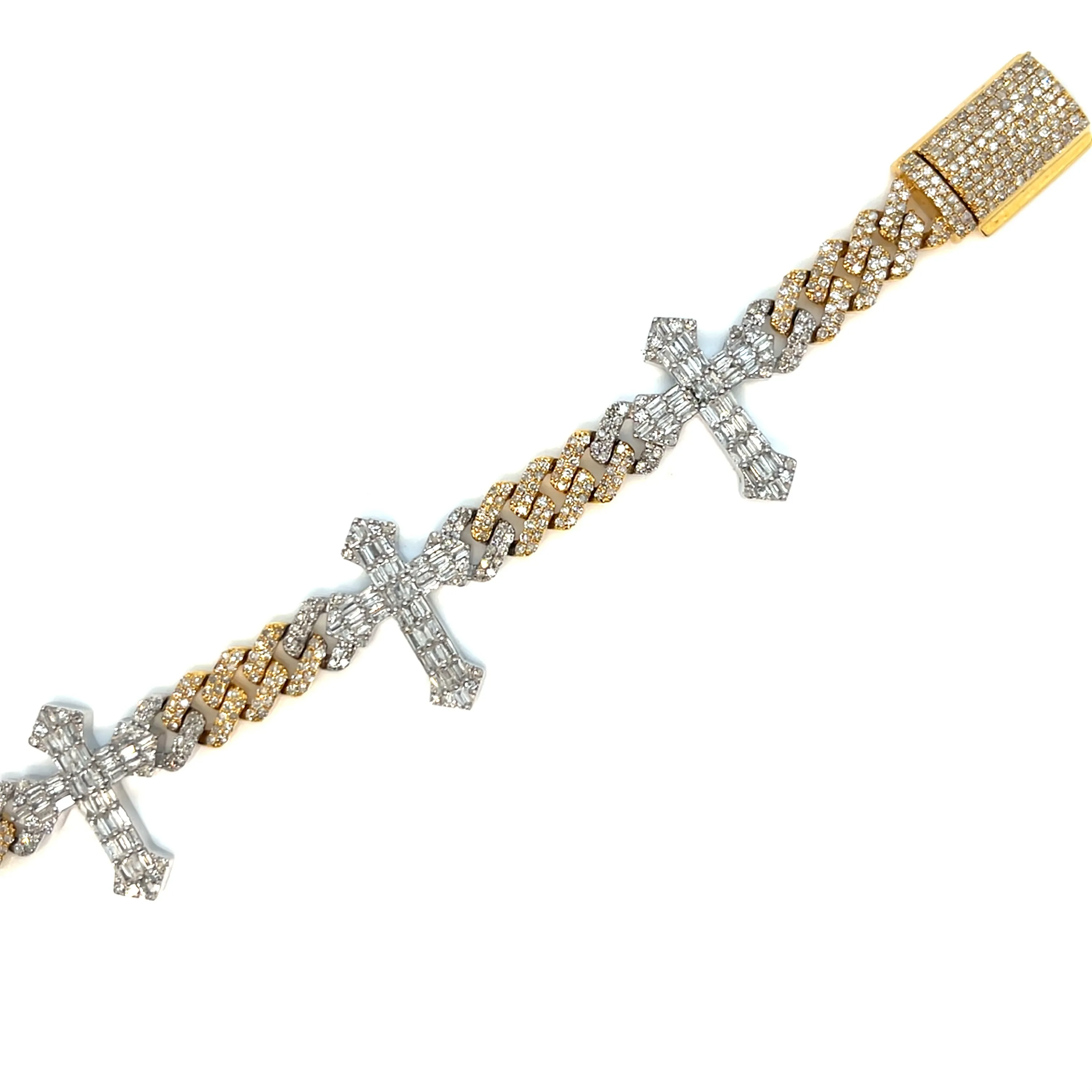 10k Gold 21.2mm Cuban Cross Unisex Natural Diamond 8" Bracelet - SBR34500