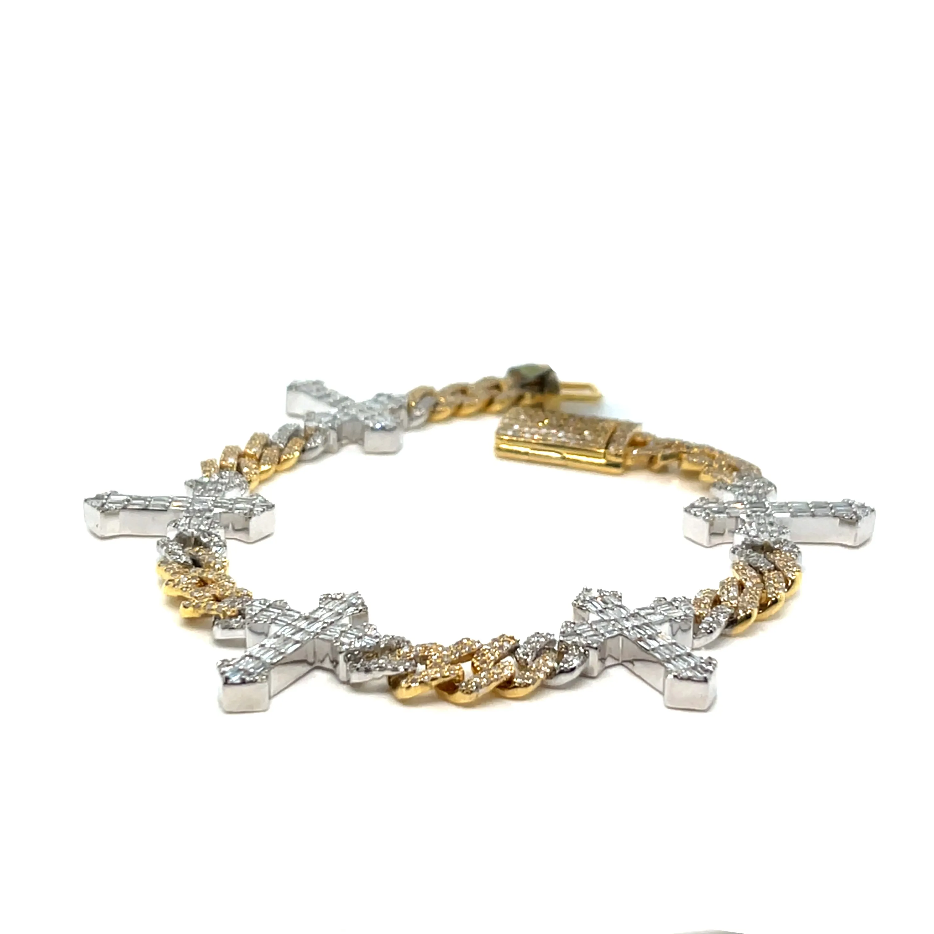 10k Gold 21.2mm Cuban Cross Unisex Natural Diamond 8" Bracelet - SBR34500