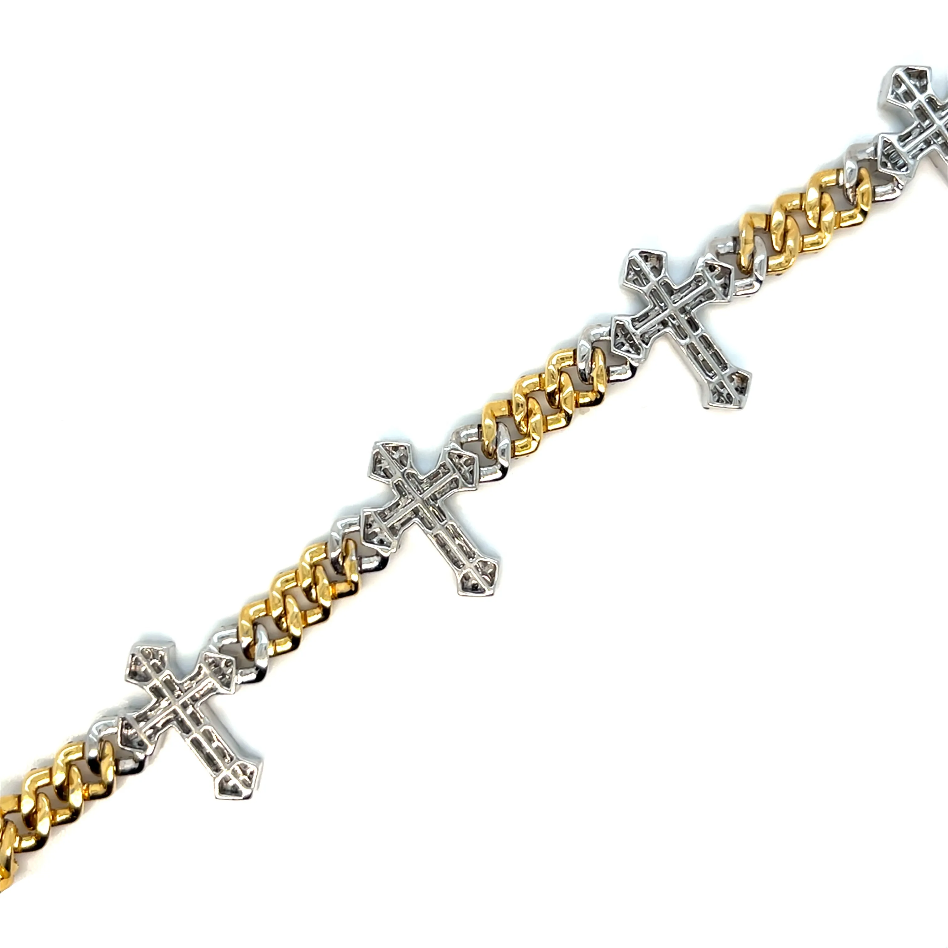 10k Gold 21.2mm Cuban Cross Unisex Natural Diamond 8" Bracelet - SBR34500
