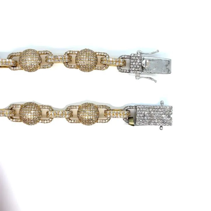 10K Gold Cross Beads Two Tone Iced Out Diamonds 22" Hip Hop Mens Chain Necklace - SNK34621