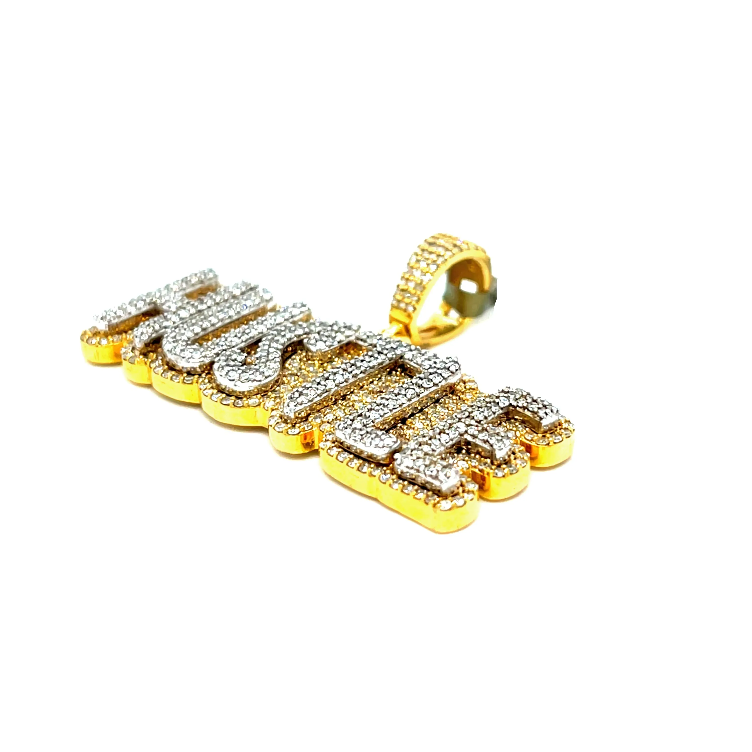 10k Gold "HUSTLE" Statement Pendant with 2.48ct Diamonds - CSP29445A