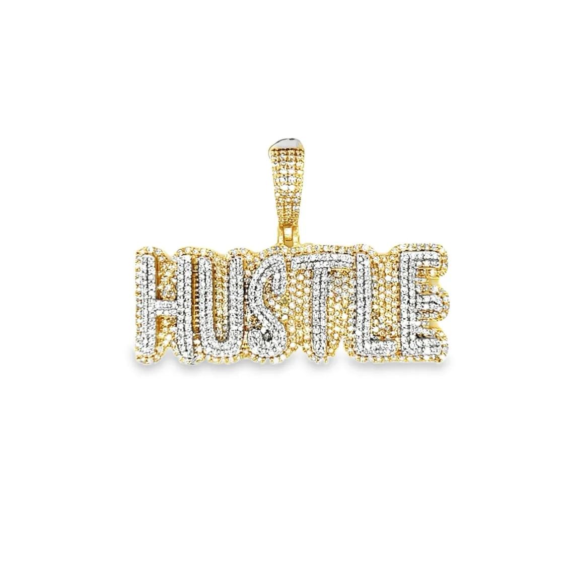 10k Gold "HUSTLE" Statement Pendant with 2.48ct Diamonds - CSP29445A