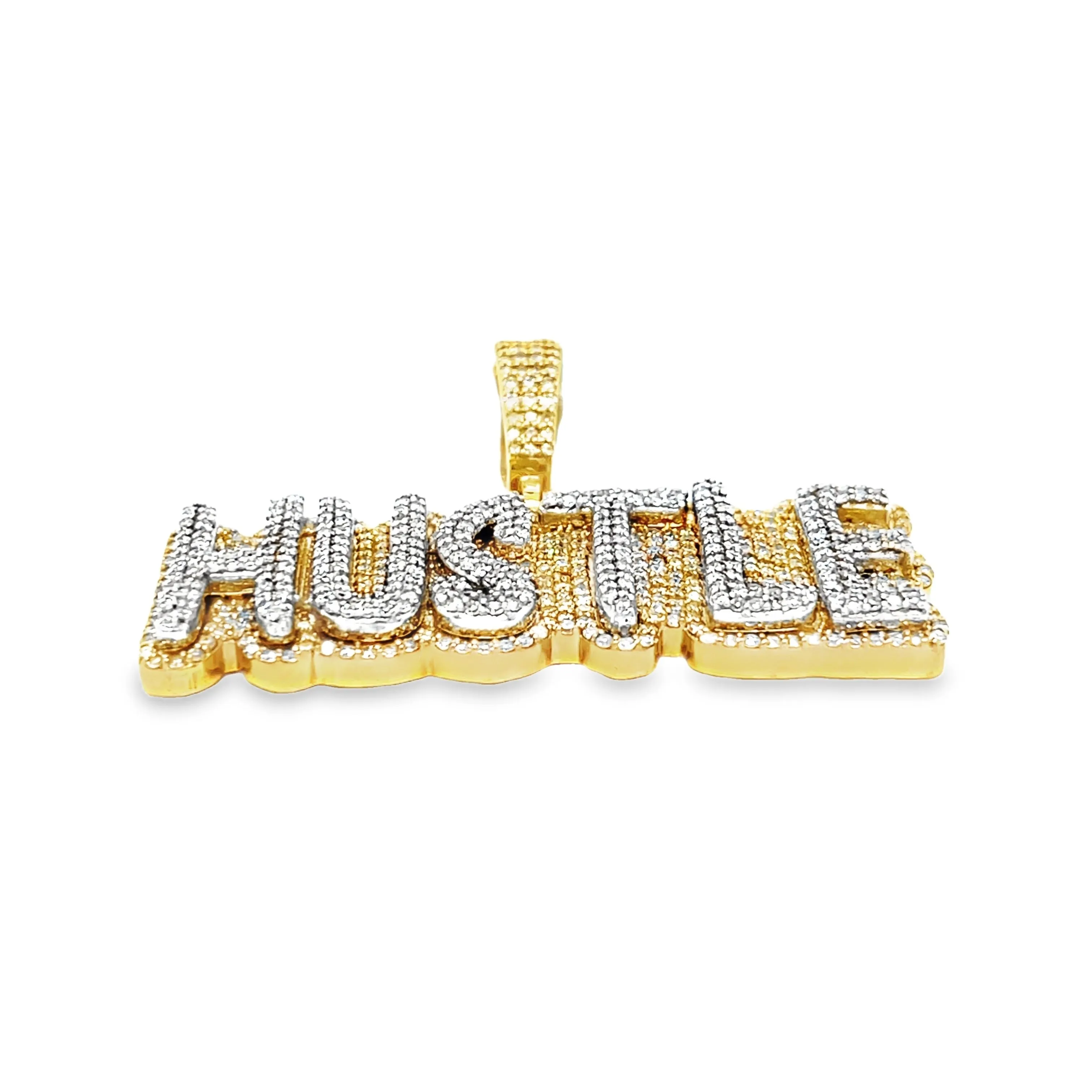 10k Gold "HUSTLE" Statement Pendant with 2.48ct Diamonds - CSP29445A