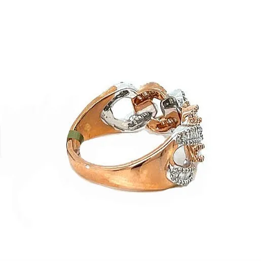 10k Gold Two tone White-Rose 1.24ct Diamonds Cuban Link Ring - SR19033