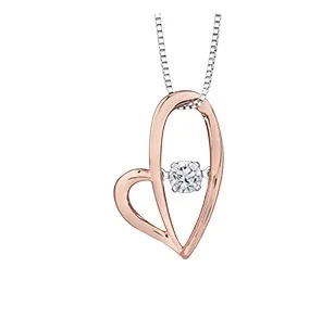 10K Rose and White Gold (0.12ct) Dancing Diamond Heart Pendant