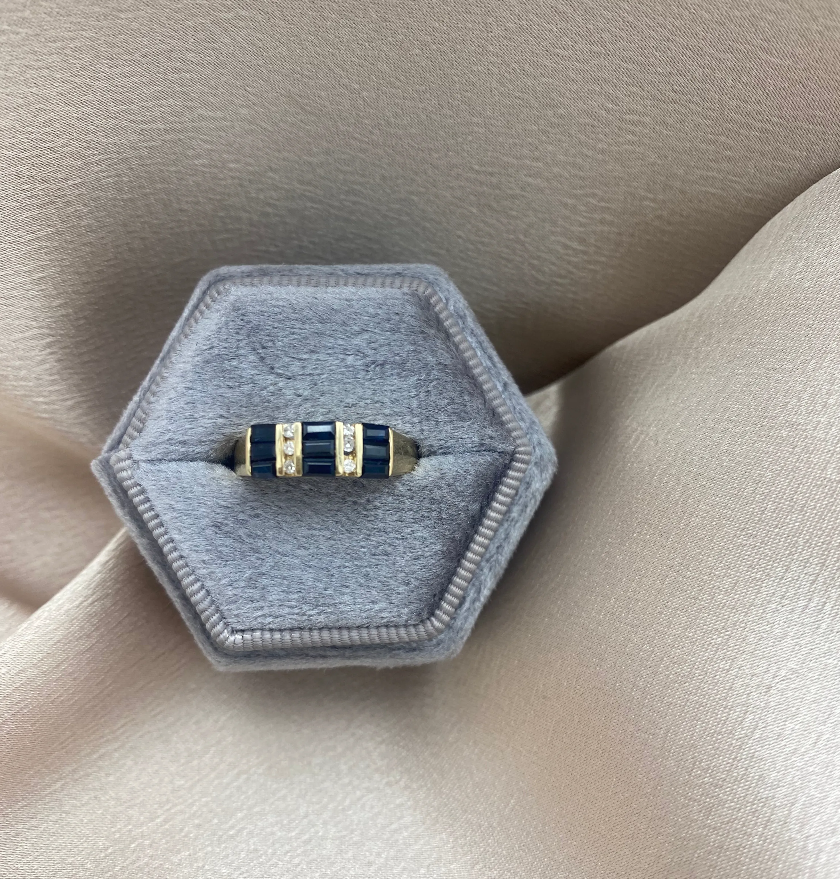 10K Stacked Sapphire Ring | Sz 7