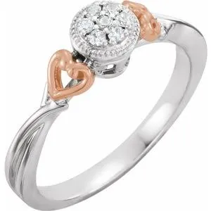10K White & Rose 1/10 CTW Diamond Promise Ring