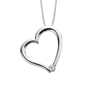 10K White Gold (0.03ct) Canadian Diamond Heart Pendant
