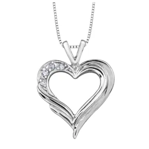 10K White Gold (0.04ct) Diamond Heart Pendant