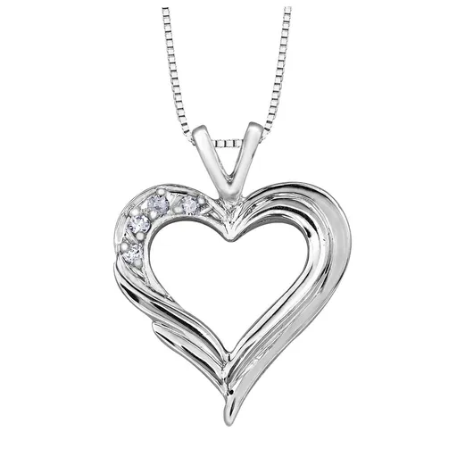 10K White Gold (0.04ct) Diamond Heart Pendant