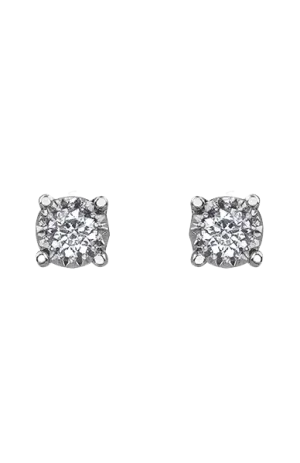 10K White Gold 0.15TDW Diamond Illusion Set Stud Earrings