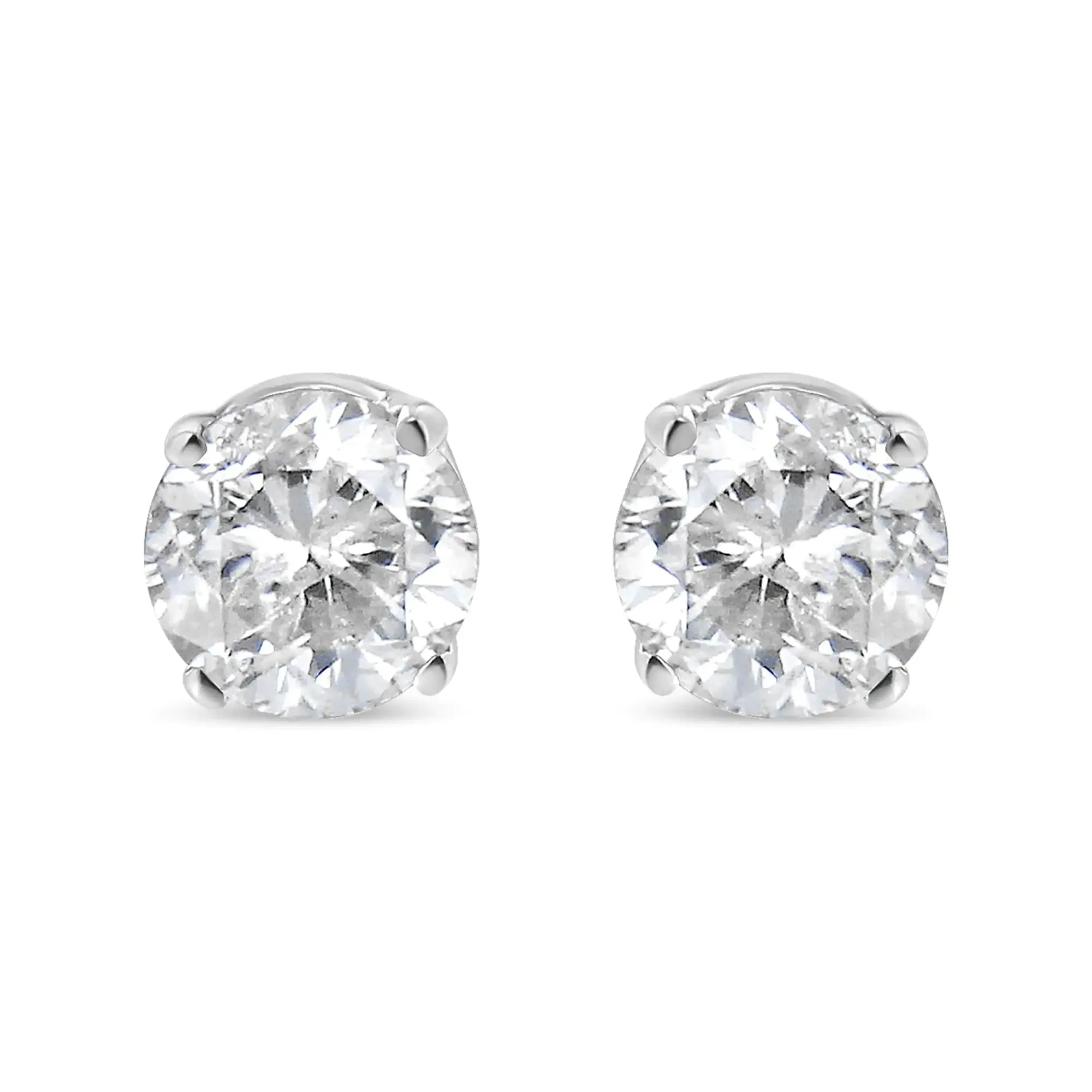 10K White Gold 1/5 Cttw Round Brilliant-Cut Near Colorless Diamond Classic 4-Prong Stud Earrings (H-I Color, I2-I3 Clarity)