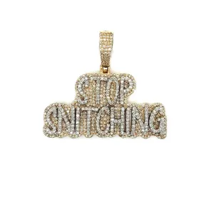 10k White Gold Two Tone "STOP SNITCHING" Diamonds Pendant with 1.89ct - CSP16128