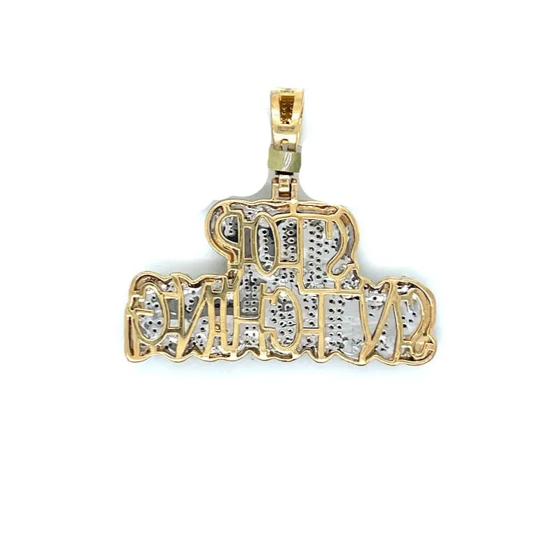 10k White Gold Two Tone "STOP SNITCHING" Diamonds Pendant with 1.89ct - CSP16128