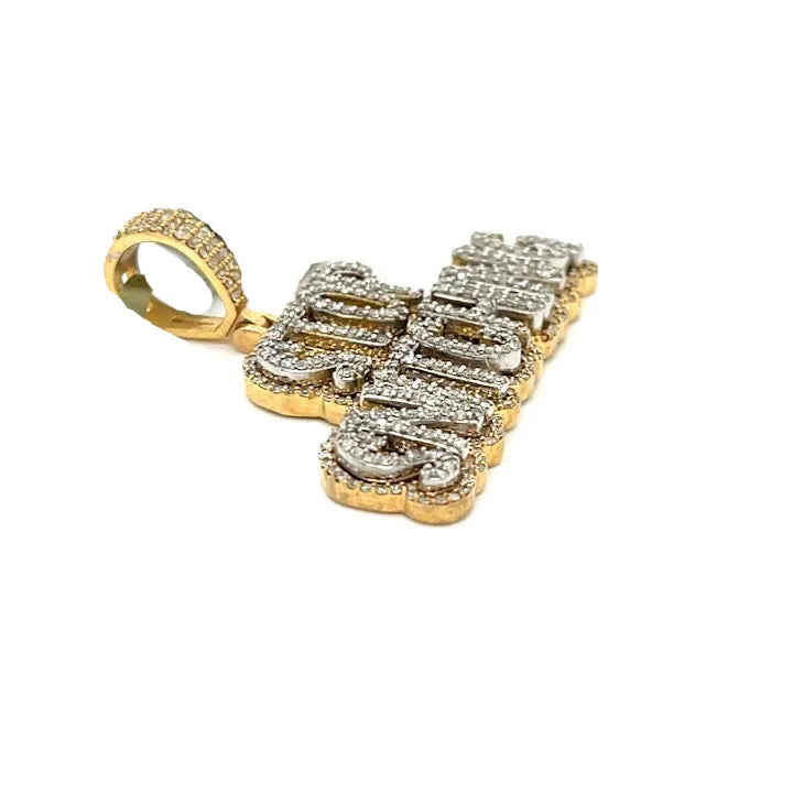 10k White Gold Two Tone "STOP SNITCHING" Diamonds Pendant with 1.89ct - CSP16128