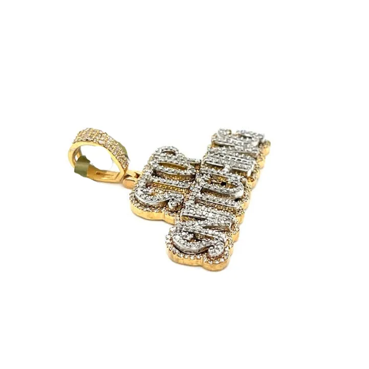 10k White Gold Two Tone "STOP SNITCHING" Diamonds Pendant with 1.89ct - CSP16128