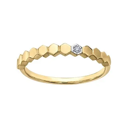 10K White, Yellow or Rose Gold (0.02ct) Diamond Stackable Wedding Band White