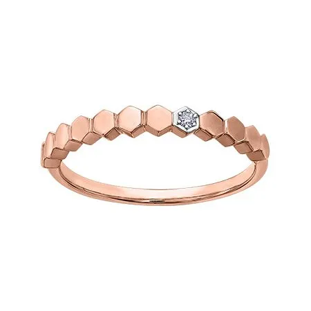 10K White, Yellow or Rose Gold (0.02ct) Diamond Stackable Wedding Band White