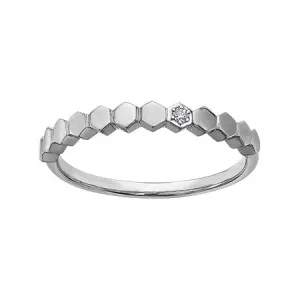 10K White, Yellow or Rose Gold (0.02ct) Diamond Stackable Wedding Band White