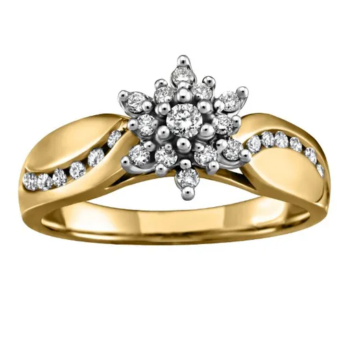 10K Yellow Gold (0.30ct) Diamond Cluster Ring