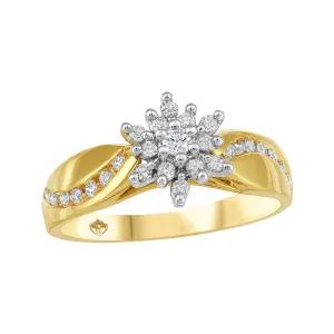 10K Yellow Gold (0.30ct) Diamond Cluster Ring