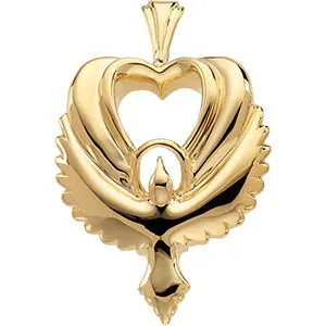 10k Yellow Gold Dove Heart Pendant