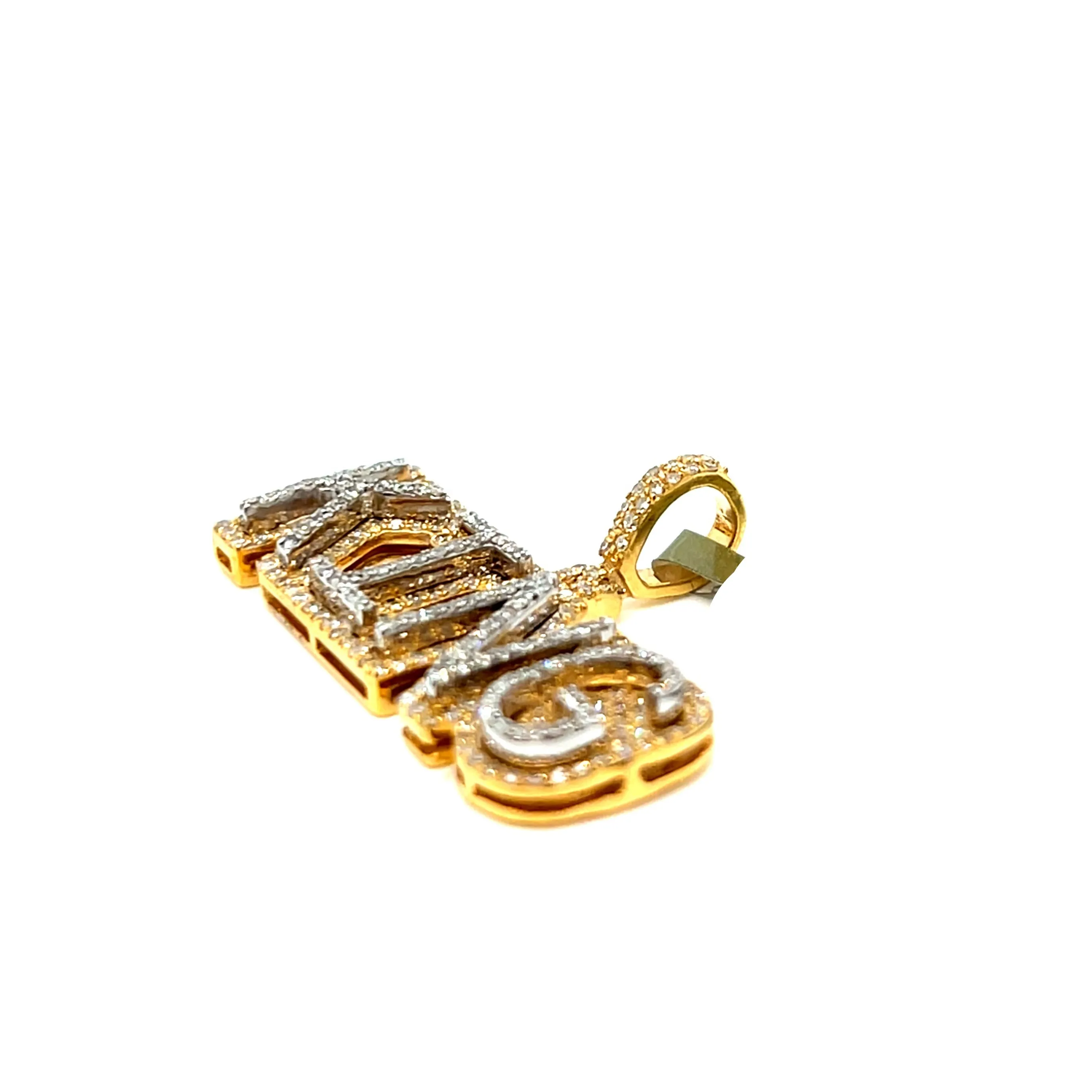 10k Yellow Gold "KING" Pendant with 1ct of Natural Diamonds - CSP24596