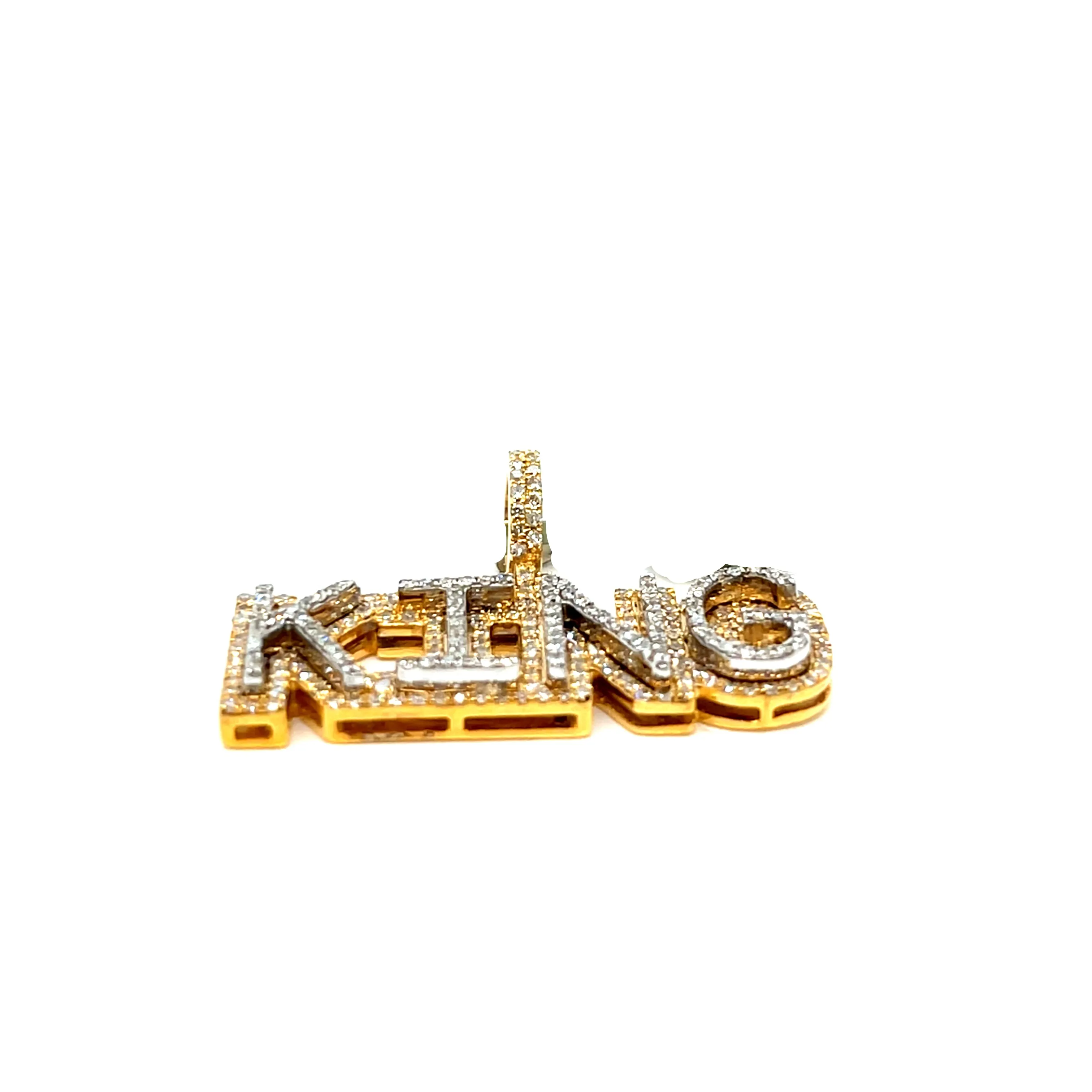 10k Yellow Gold "KING" Pendant with 1ct of Natural Diamonds - CSP24596