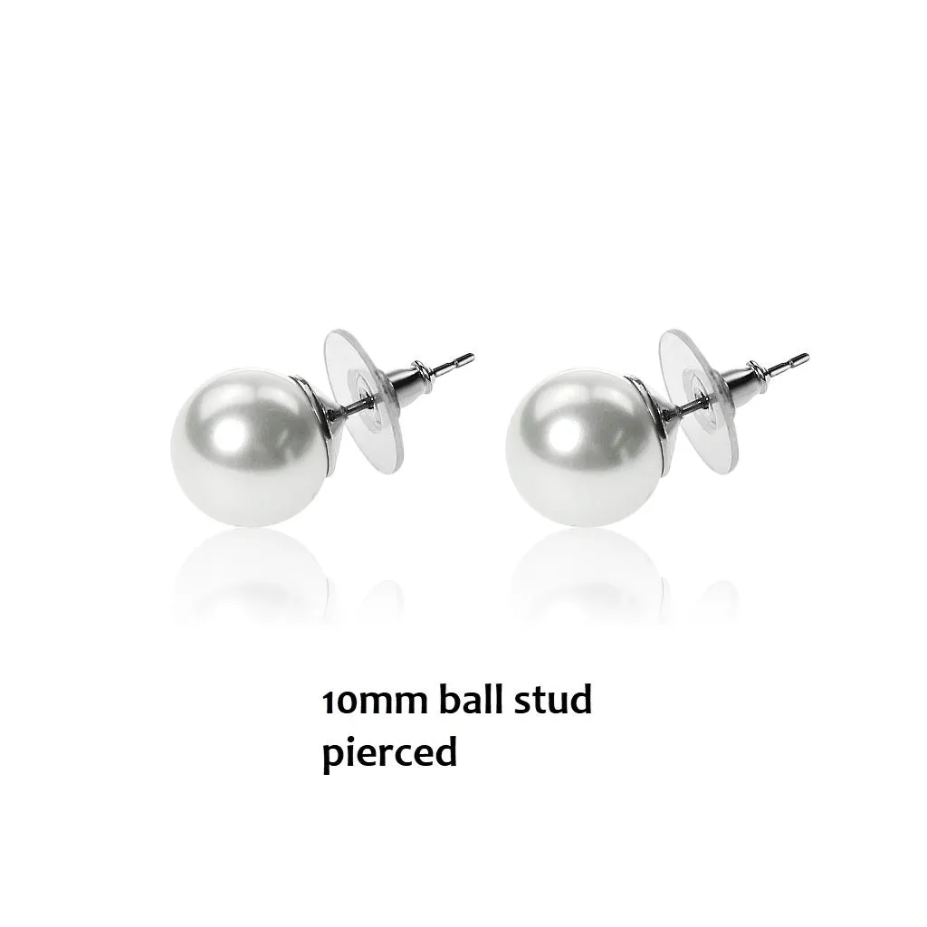 10mm White Pearl Studs