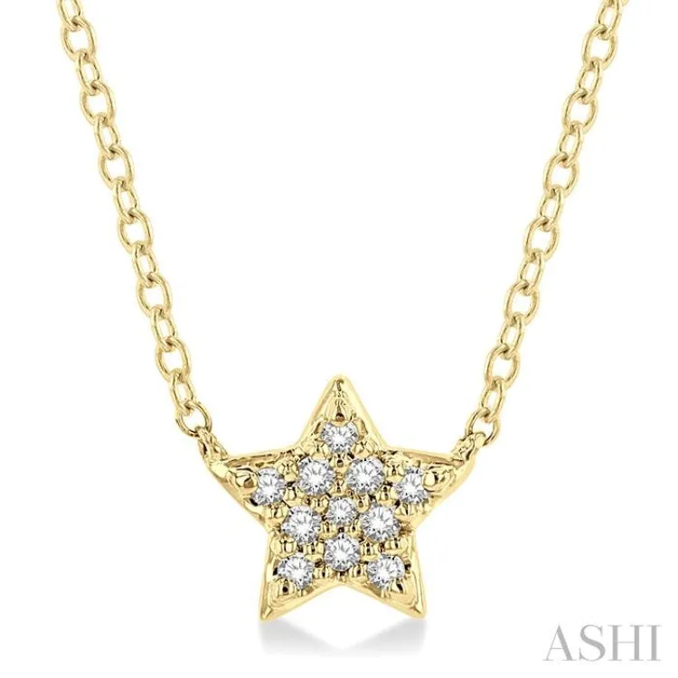 1/10 ctw Star Round Cut Diamond Petite Fashion Pendant With Chain in 10K Yellow Gold