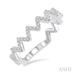 1/10 ctw Zig-Zag Round Cut Diamond Ring in 10K White Gold
