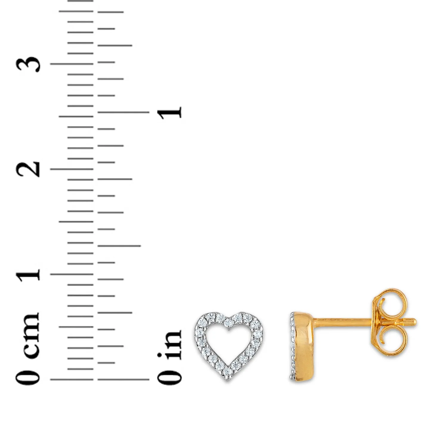 1/20 CTW Natural Diamond Stud Heart Outline Earrings in 10KT Yellow Gold