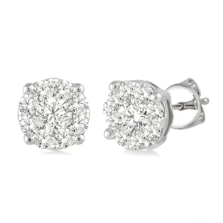 1/2ctw Diamond Cluster Stud Earrings