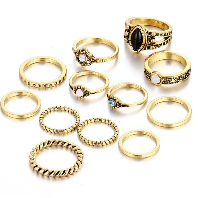 12pcs Vintage Midi Rings Set